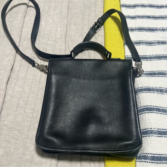 Vintage‎ COACH 100% Leather Satchel Purse Handbag Crossbody bag tote black - Picture 9 of 16